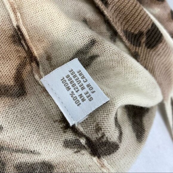 Adrienne Vittadini Women's Tan Animal Print Wool V-Neck Tunic‎ Sweater M/C38 - Picture 8 of 9